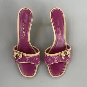 Louis Vuitton Pink Denim Kitten Heels Size EU 35.5 With Dust Bags
